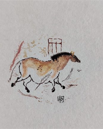 Koń z jaskini Lascaux, miniatura, atelier Brocante