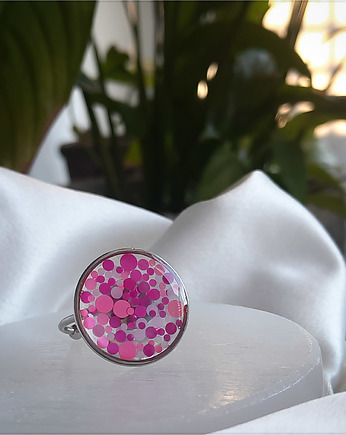 Pierścionek glam z drobinkami, Figa handmade accessories