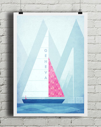Genewa - vintage plakat, minimalmill