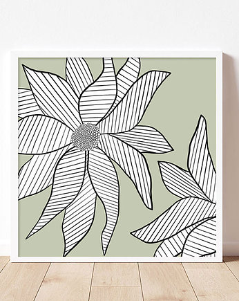 Plakat z kwiatami, khaki, Dekorando