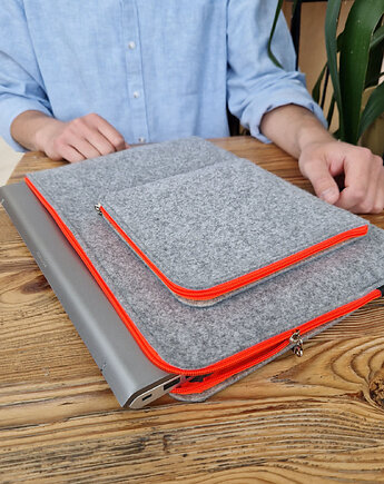 ETUI MACBOOK z filcu fluo pomarańczowy zamek, purol design