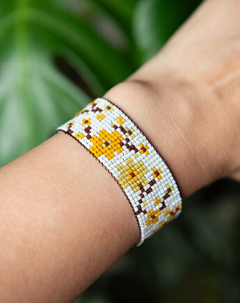 Bransoletka SAKURA - kwiat wiśni - koraliki Miyuki, Greenmoon Handmade