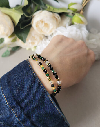 Ochrona, bogactwo i optymizm- z Turmalinem podwójna bransoletka, Seylla pracownia