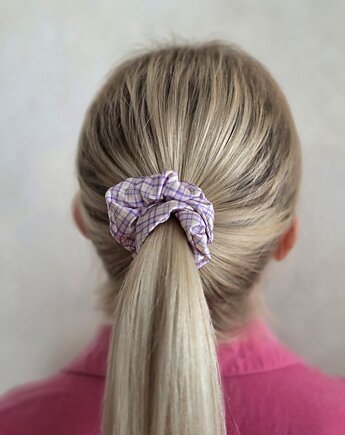Gumka jedwabna, scrunchie, wild  lavender check MIDI, Capillum