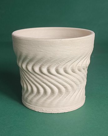 Doniczka osłonka ceramiczna beżowa 3D 10cm, DEKORN