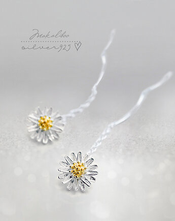 Mini rumianki - długie, Ewa Saj  Silver