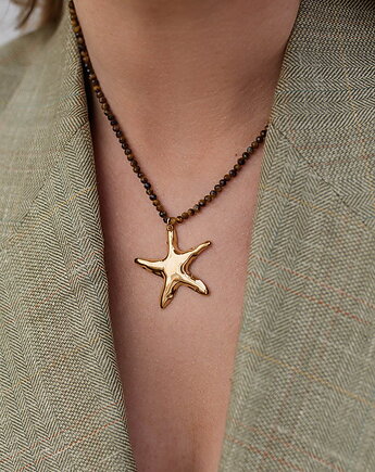 Naszyjnik z tygrysim okiem i rozgwiazdą ze stali chirurgicznej premium Parais, Paraiso