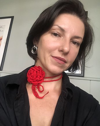 Choker kwiatka róża bawełna, Viktoriia Makina