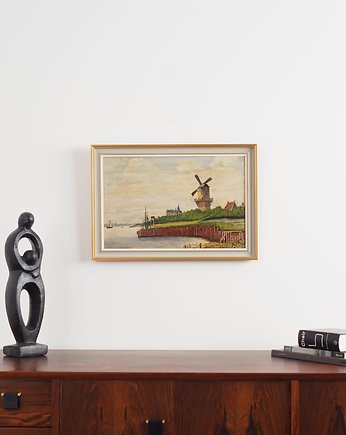 Obraz Wiatrak nad przystanią, skandynawski design, lata 70, Przetwory design