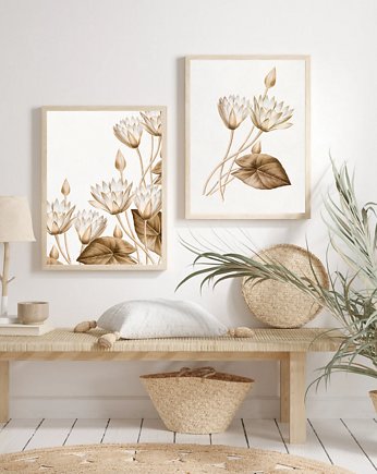 DWA PLAKATY botaniczne neutralne, black dot studio
