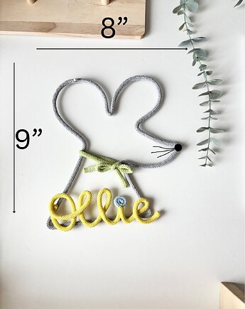 Personalizowana myszka dekoracja do pokoju dziecka , renartgifts