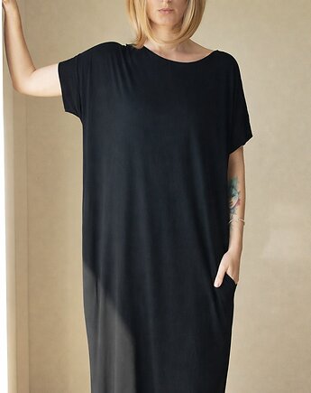 Sukienka tshirt oversize Czarna, ONE MUG A DAY