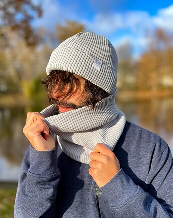 Męski bawełniana bandana zimowa Jasny szary, Brain Inside