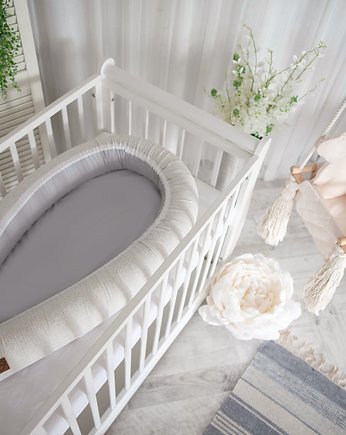 Kokon niemowlęcy szary duży Cotton Grey koronka, Royal Child