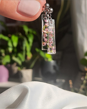 Kolczyki słupki z zatopionym wrzosem, Figa handmade accessories