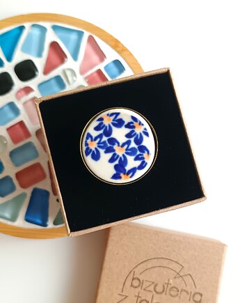 Pierścionek Bolesławiec, biżuteria z talerzy