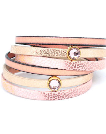 Bransoletka z kryształkami Fun łososiowo-różowa, Kociokwik Jewelry