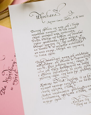 Personalizowany list miłosny kaligrafowany ręcznie atramentem, Annagrafia