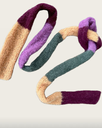 Szalik Pasiak z alpaki i jedwabiu zrobiony ręcznie, Konevka store