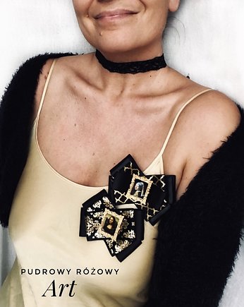 Brosza  ART z obrazem Mona LisaNEW 1szt, Pudrowy Różowy