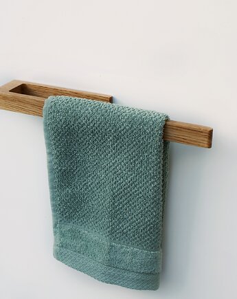 Samoprzylepny minimalistyczny dębowy wieszak na małe ręczniki do łazienki, POZYTYWNIE W DREWNIE