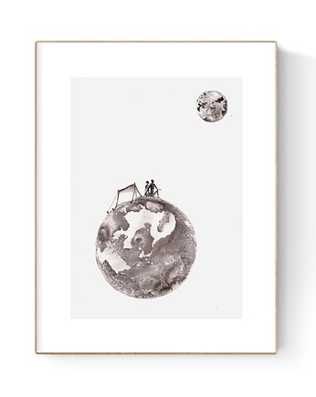Grafika 21X30 malowana ręcznie na papierze, MiniMalArt