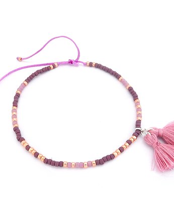 Bransoletka na kostkę - Lavender, Ilovehandmade