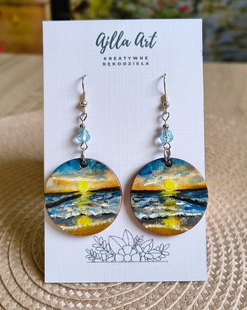 Kolczyki malowane - morze, ajlla