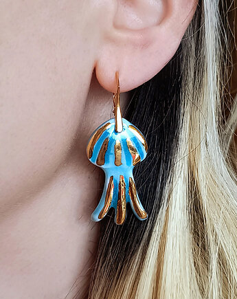 Kolczyki pozłacane Błękitna Meduza Kolekcja Parian, ZIĘBA