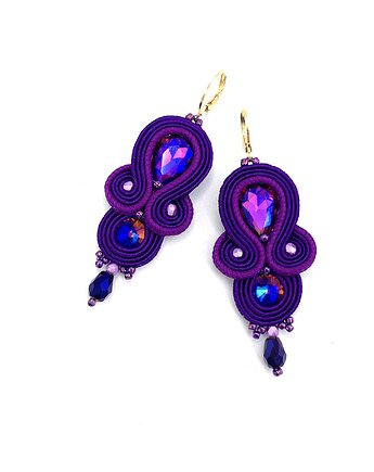 Kolczyki sutasz fioletowe "Anya" delikatne romantyczne małe, Katrina Rossa