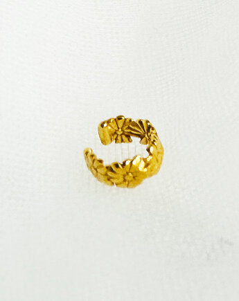 Złota nausznica kwiatki stokrotki, mały kolczyk, Anemon Atelier