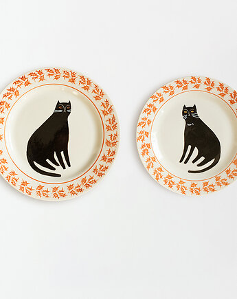 Talerz na ścianę - koty w liściach, EMPE artstudio