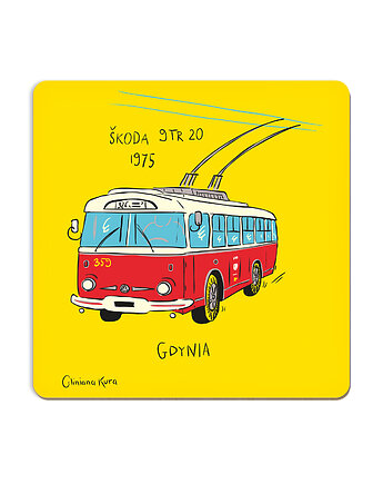 Podkładka pod kubek Gdynia Trolejbus, Gliniana Kura