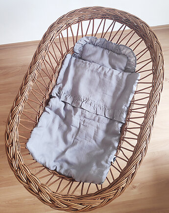 Lniana pościel niemowlęca SZARA z falbanką 50x65, Nukko Design