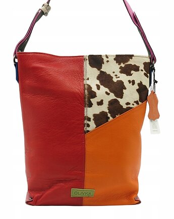 Torebka skórzana damska na ramię, mieści format A4 pojemna OLIVKA, Olivka Warsaw