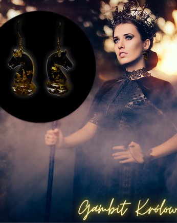Koń skoczek kolczyki złote Gambit Królowej, Lovely Jewellery