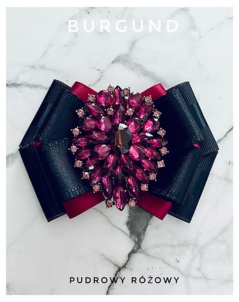 Brosza Burgund z ozdobą z kryształkami  NOWOŚĆ, Pudrowy Różowy