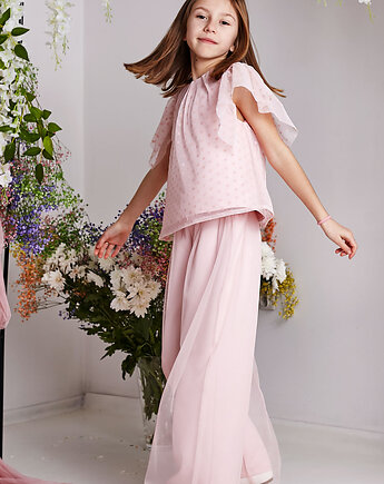 Elegancka zwiewna bluzeczka w groszki livia róż, AL DA