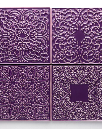 Kafle XL cztery ornamenty fioletowe, pracowniazona