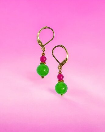 SUMMER COLLECTION : drobne kolczyki : kolorowy jadeit III, kaktusia