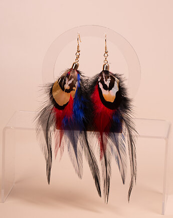 Kolczyki pióra naturalne, Amber by Baco