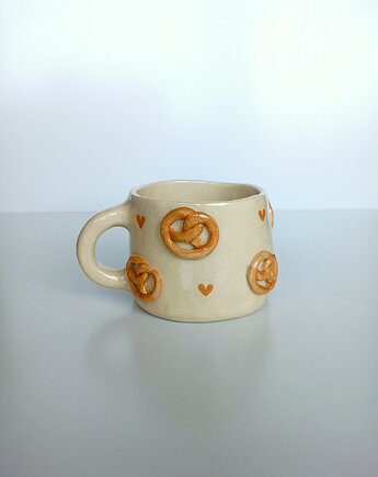 Ceramiczny ręcznie robiony kubek w precelki, Ceramic Reve