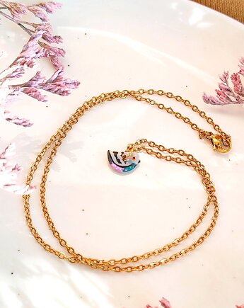 Naszyjnik z gołębiem, kolorowa biżuteria z ptakiem, uroczy motyw zwierząt, Dary Rusałki