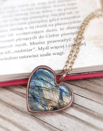 Wisior miedziany serduszko labradoryt, Treemasters Copper Jewelry