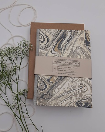 Notes w linię A5 Ręcznie wykonany, 200 stron z datownikiem, marmurkownia