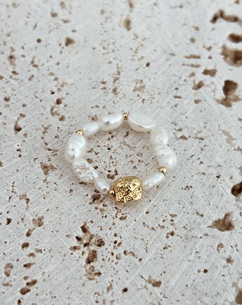 Pierścionek elastyczny Perły Naturalne, Chmolowska Jewellery