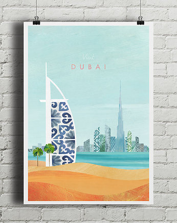 Dubaj - vintage plakat art giclee, minimalmill