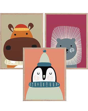 Plakaty dla dzieci ze zwierzakami, retro, Wallie Studio Dekoracji
