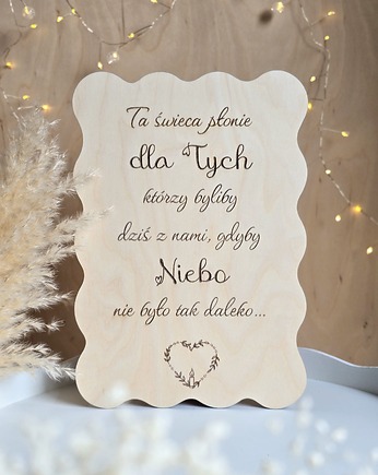 Drewniana tablica ślubna z grawerem - Ta świeca płonie.., BohoSuszki