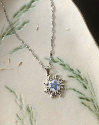 Naszyjnik Słońce z niezapominajkami, Blask Natury